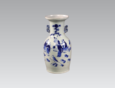 青花五老赏画图双耳瓶